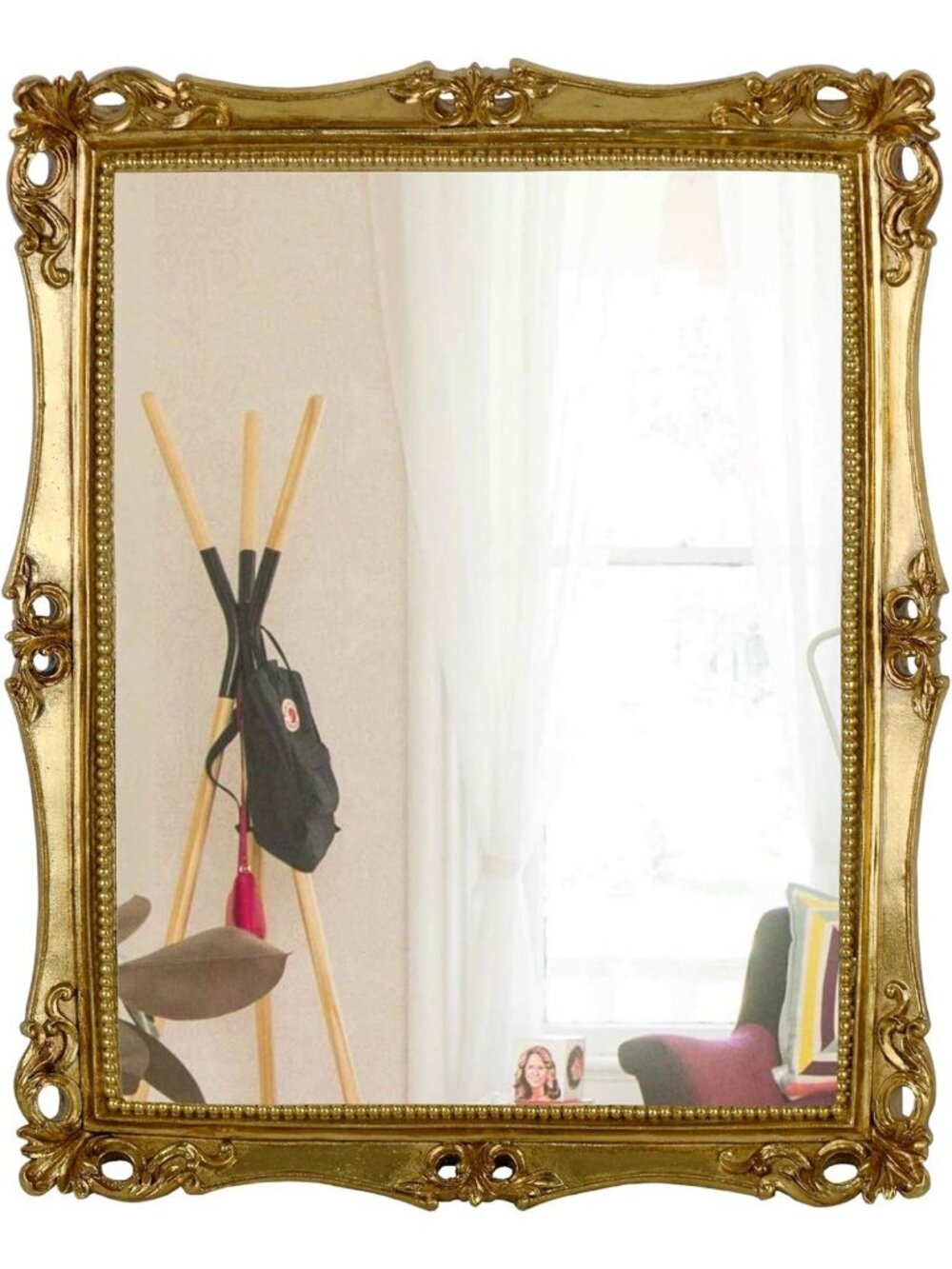 Vintage Decorative Square Mirror in Antique Gold - 16.5x13.5 inch Home Accent